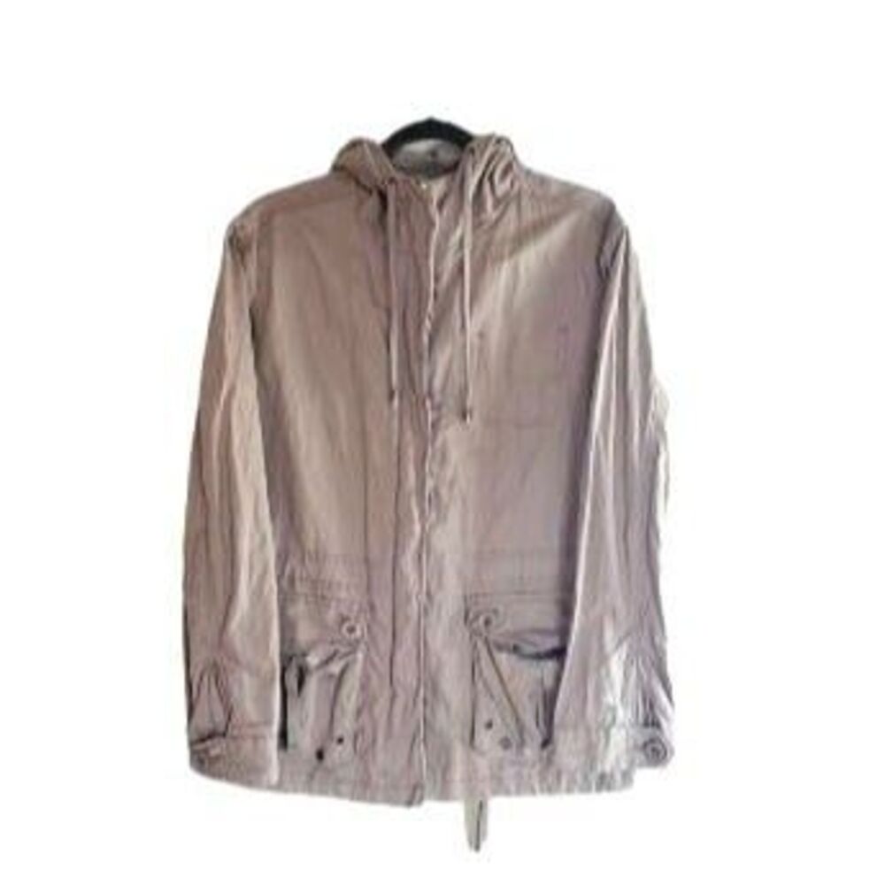 Gap Premium Womens Jacket Beige L Khaki Hooded Utility Full Zip